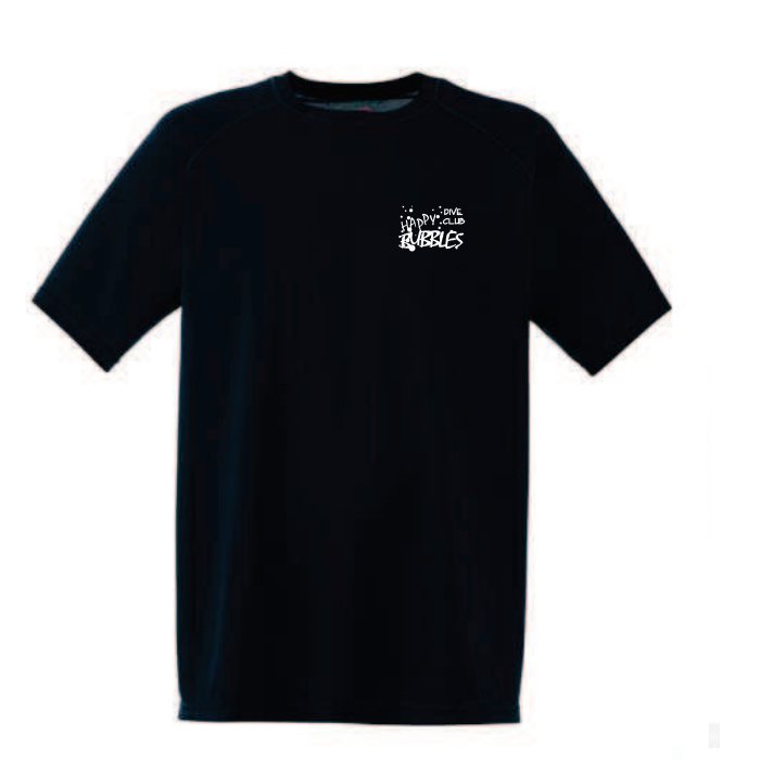 T-Shirt tecnica Blu/Bianca con stampa HB (oppure Socm@l) monocolore (bianco su blu e rosso su bianco) su punto cuore
